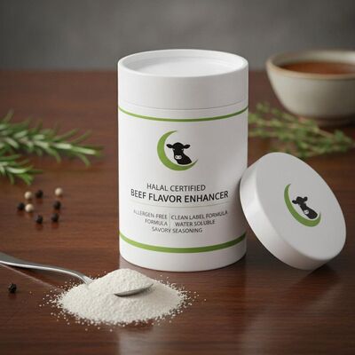 Halal Certified Beef Flavor Enhancer Powder Allergen-Free Clean Label Formula Water Soluble Savory Seasoning